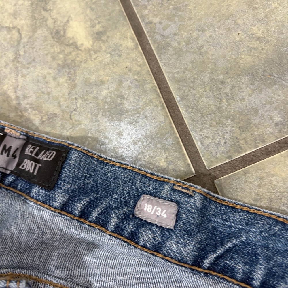 Ariat Rebar M4 Relaxed Bootcut Men's Blue Denim Jeans Cotton Logo 5-Pocket 38x34 - Picture 10 of 15